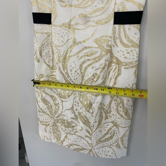Lilly Pulitzer, 2, women’s gold & white fitted mini dress w/ black bead accents - Picture 5 of 10